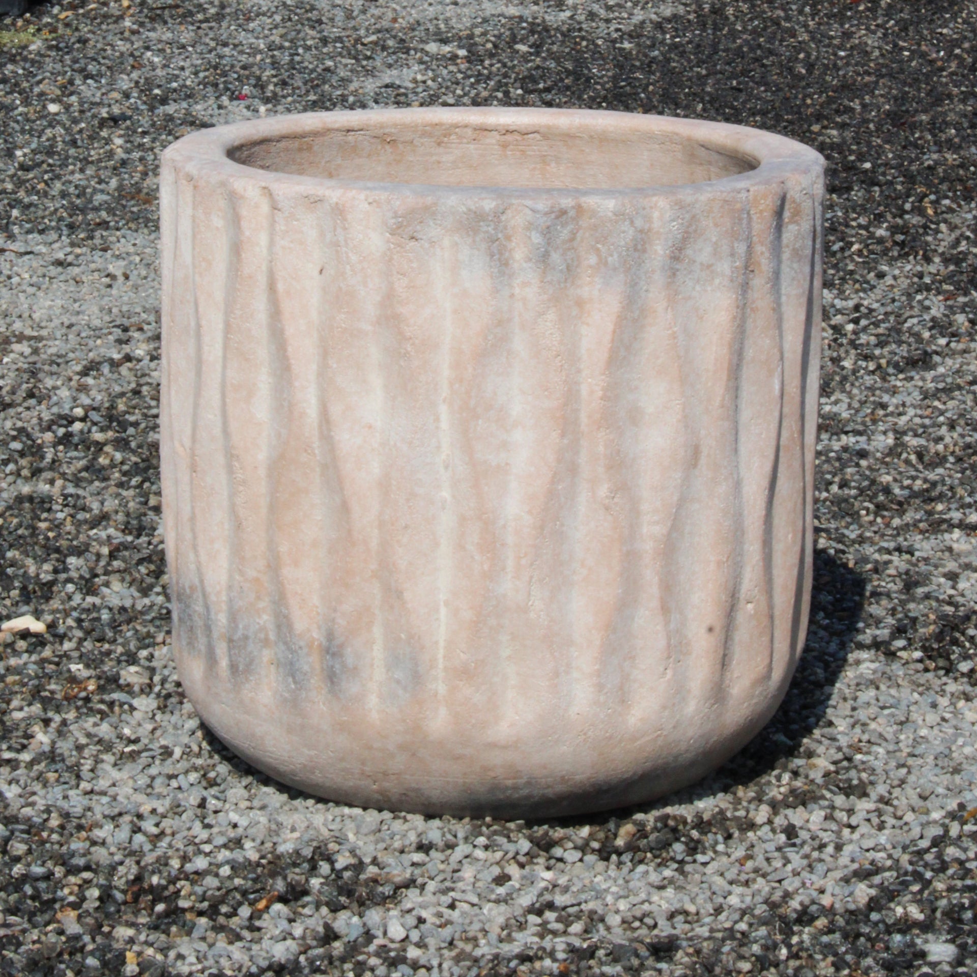Cream Grooved Terracotta Pot