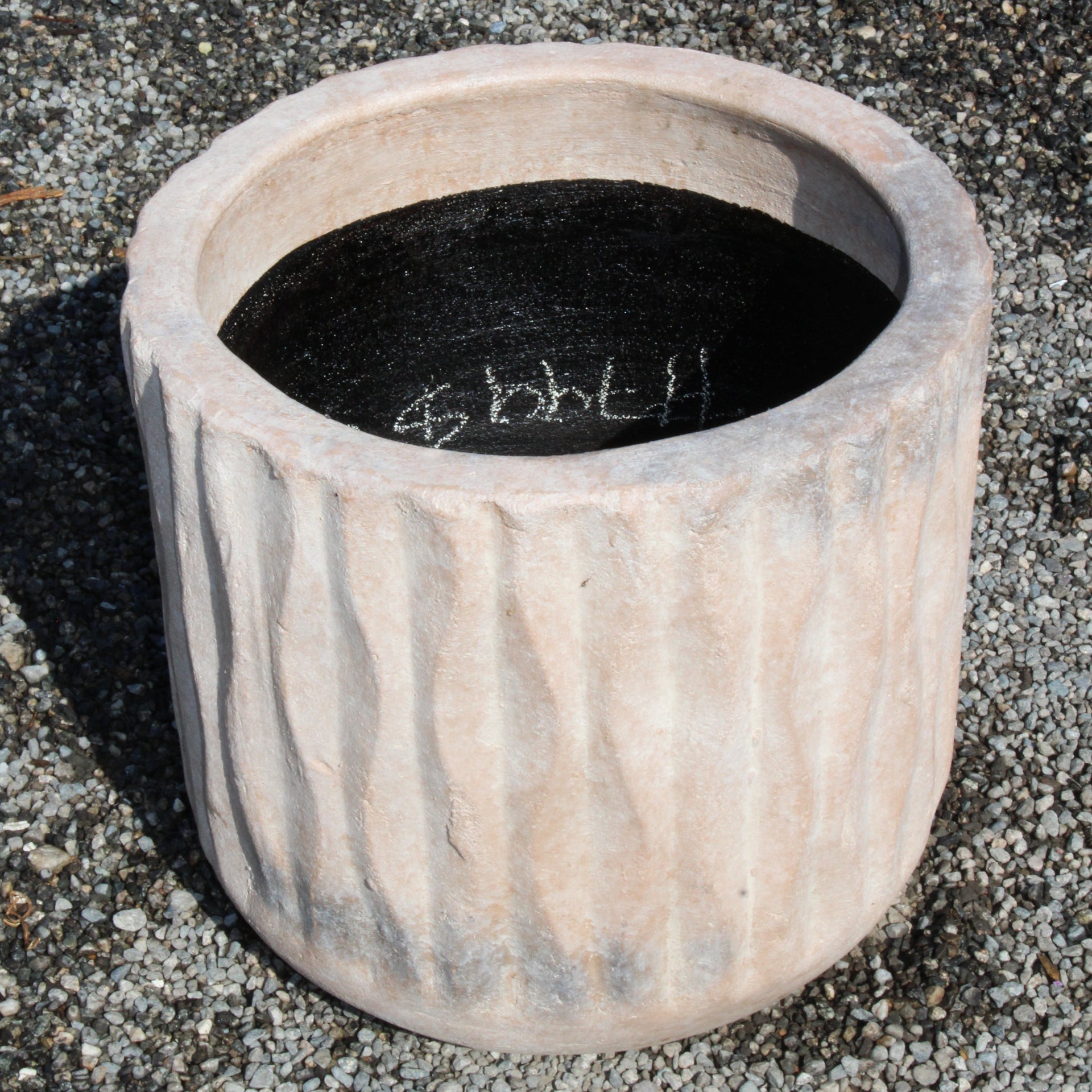 Cream Grooved Terracotta Pot