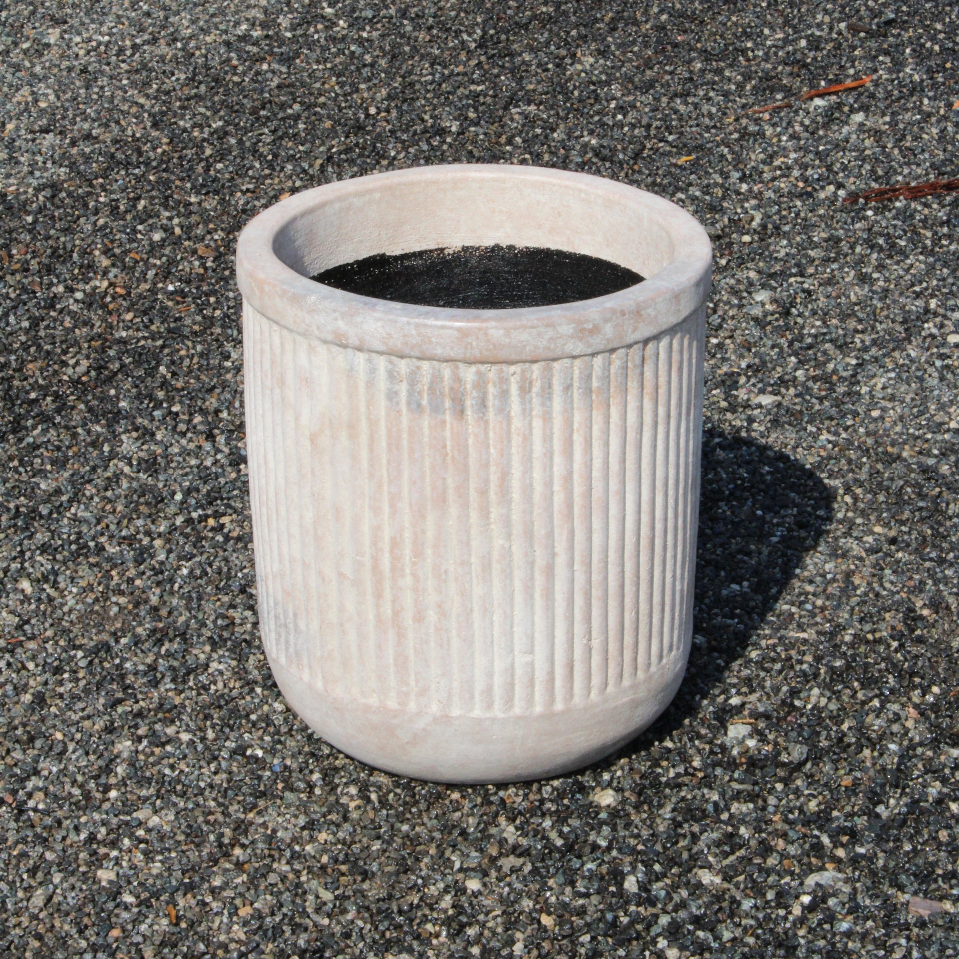 Cream Terracotta Pot – Vertical Groove Design