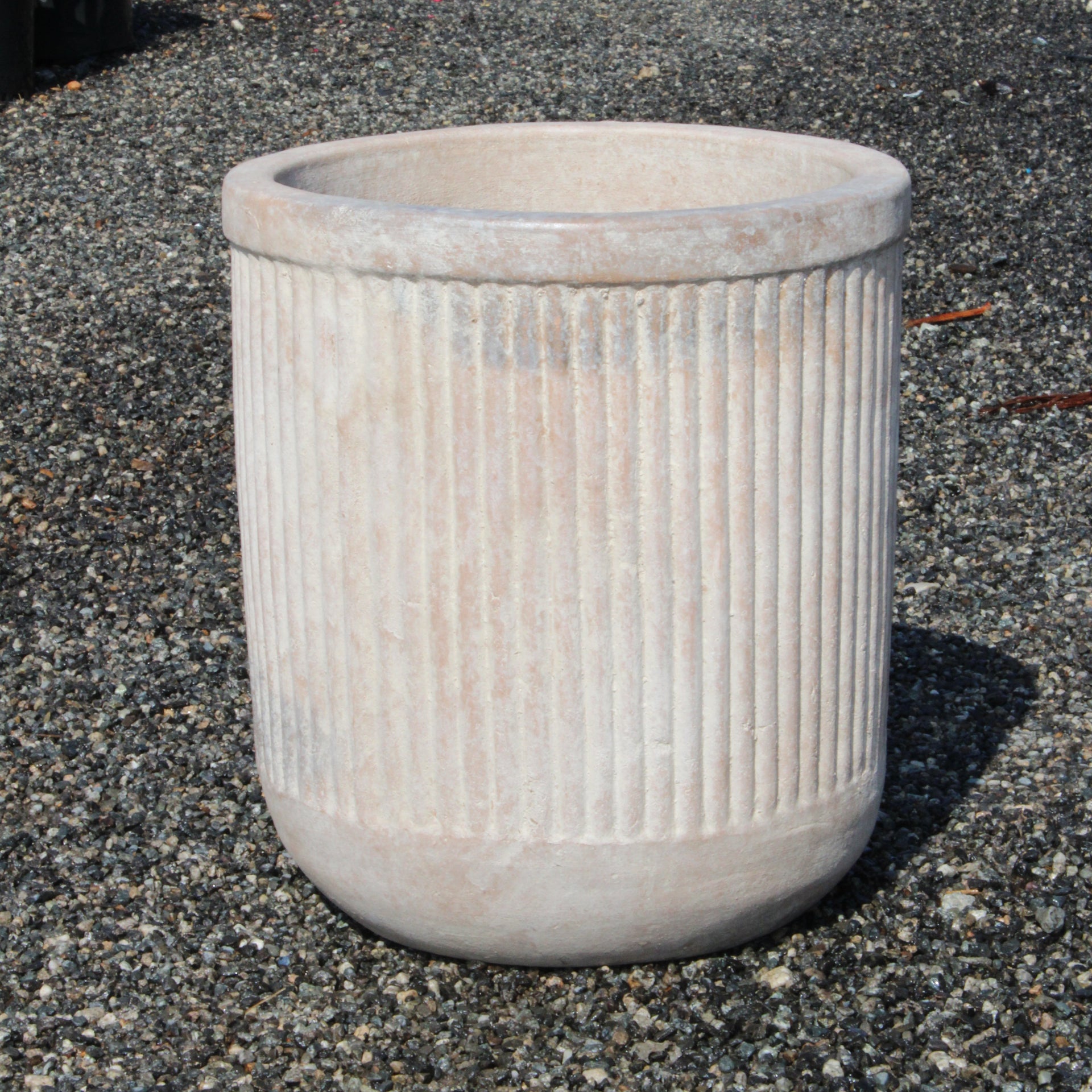 Cream Terracotta Pot – Vertical Groove Design