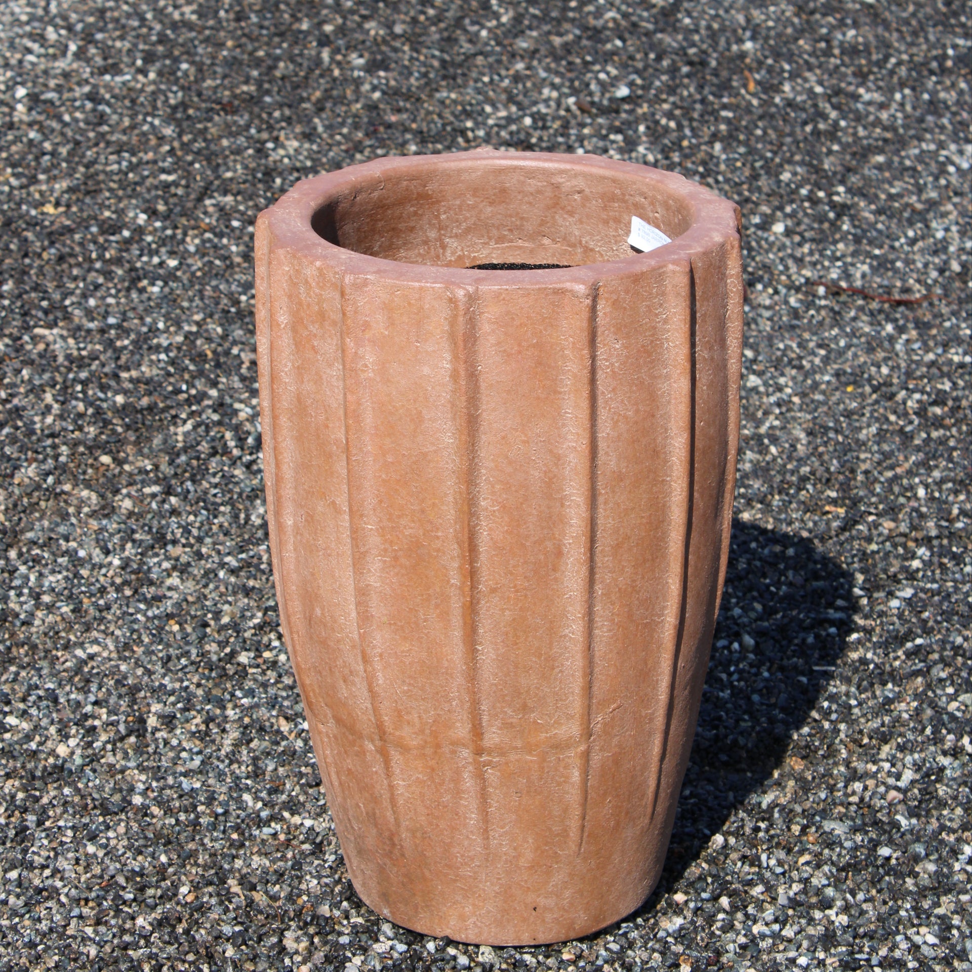 Tall Terracotta Pot with Vertical Fluted Design