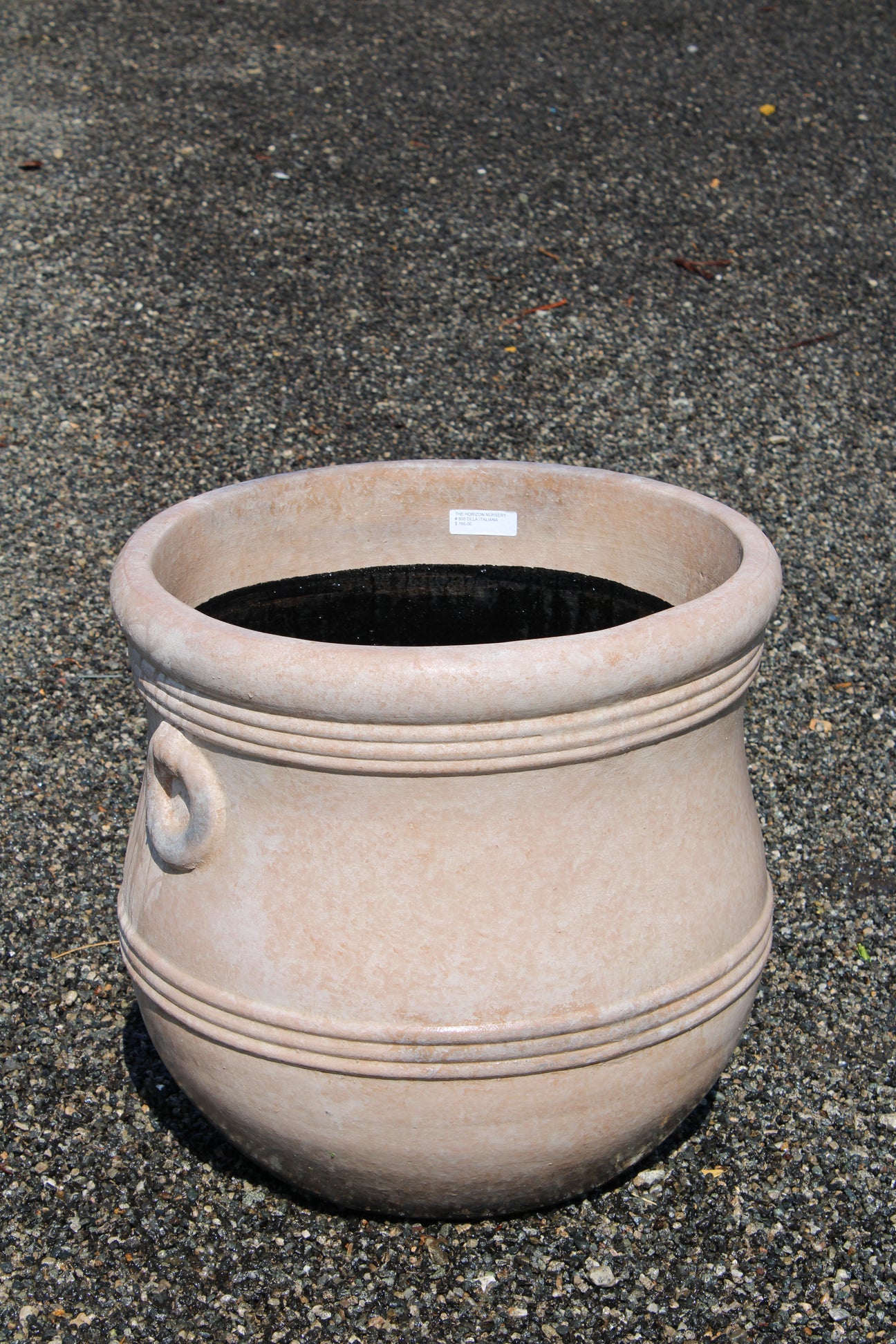 Cream Terracotta Pot with Classic Ring Design