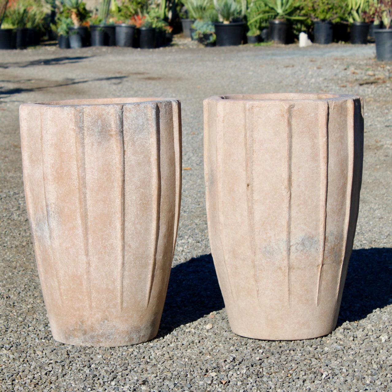 Cream Terracotta Vase with Vertical Detail